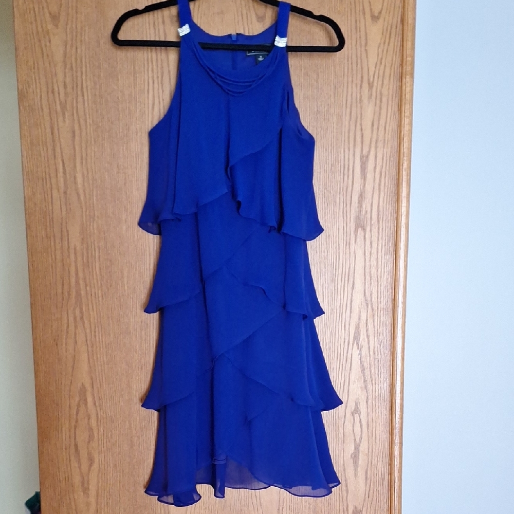 dressbarn Royal Blue Layered Midi Dress